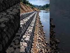 실제 Gabion 벽 건설 | 삼중 트위스트 육각 돌망태 메쉬 프로젝트