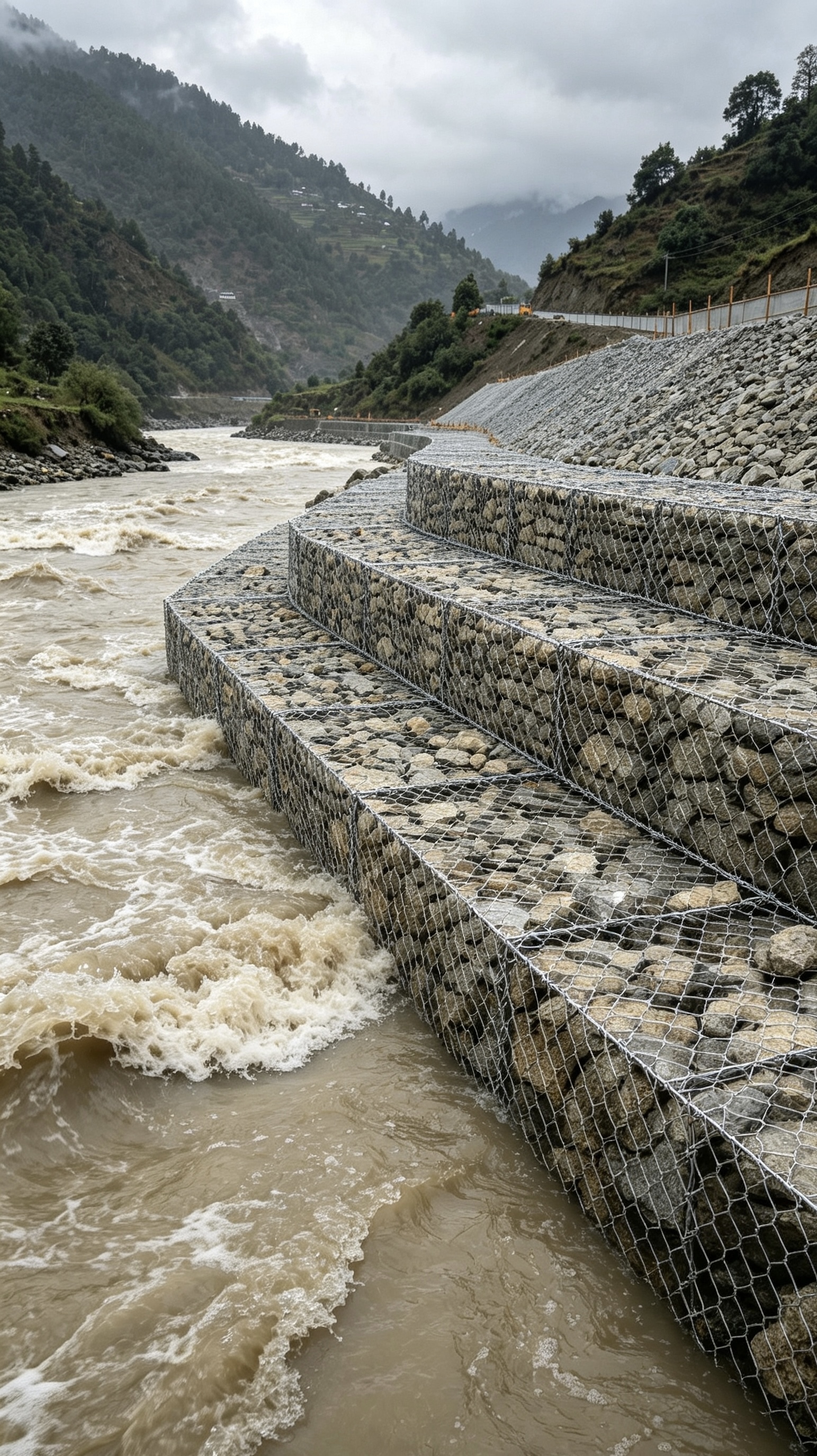 최신 회사 블로그 How Gabion Mattress Mesh Protects Nepal River Banks and Highway Slopes During Monsoon Season